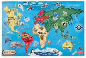 World Map Maps & Geography Children's Puzzles By Melissa and Doug