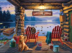 Lakeside Lodge Twilight Cabin & Cottage Large Piece By Buffalo Games