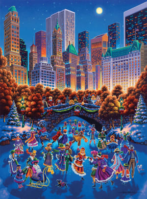 Central Park Skating Folk Art By Buffalo Games