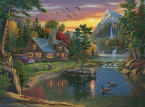 Mountain Paradise Cabin & Cottage Large Piece By Buffalo Games
