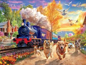 Racing the Train Train Jigsaw Puzzle By Buffalo Games