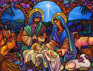 Stained Glass Nativity  Christmas By Springbok