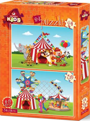 The Circus And The Fun Fair Puzzle Set Carnival & Circus Jigsaw Puzzle By Heidi Arts