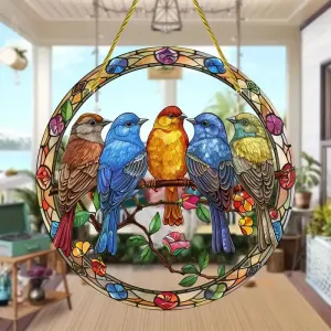 Five Little Birds Colorful Window Hanging Sun Catcher By Gift Solutions