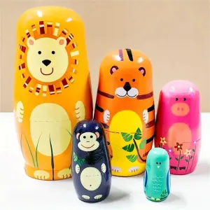 Wooden Nesting Dolls - Safari By Gift Solutions