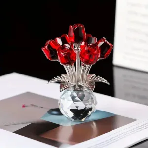 Beautiful Crystal Red Roses in Vase By Gift Solutions