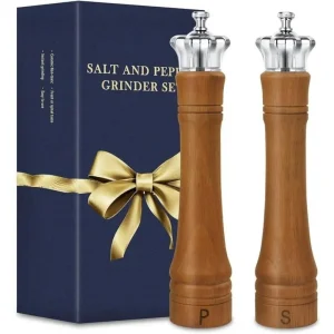 Salt and Pepper Grinder Set with Crown Lid By Gift Solutions