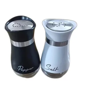 Glass Bottom Salt And Pepper Shaker Set With Steel Lids By Gift Solutions
