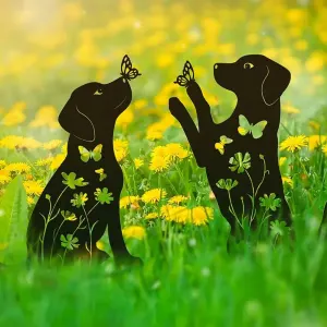 Black Metal Dog Silhouette Garden Decoration By Gift Solutions