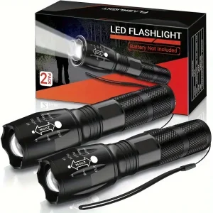 2-Pack Ultra-Bright LED Flashlights - Zoomable, Portable By Gift Solutions