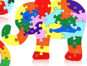 Alphabet Jigsaw Puzzle Building Blocks Elephant Alphabet & Numbers By Gift Solutions