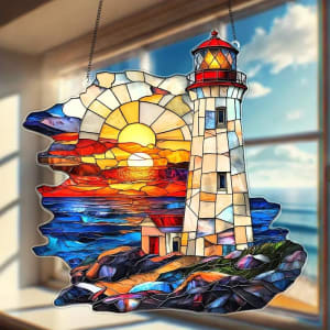 Seaside Sunset Lighthouse Acrylic Suncatcher By Gift Solutions