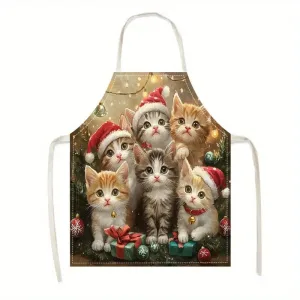 Christmas Themed Cats Print Apron By Gift Solutions
