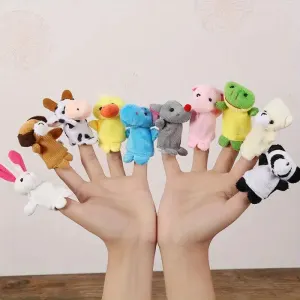 10 Mini Animal Finger Puppets Set By Gift Solutions