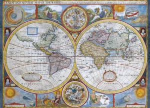 New and Accurate Antique World Map Nostalgic & Retro By Eurographics
