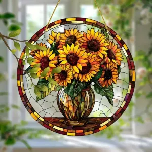 Stained Glass Sunflower Glass Suncatcher By Gift Solutions