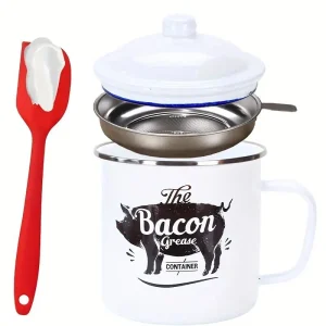 Bacon Grease Container with Strainer - White By Gift Solutions