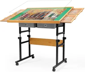 Puzzle Table with Wheels, for 1500 Pieces with Drawers and Cover By Puzzle Warehouse