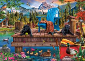 Weekend Retreat - Dogs on the Dock Lakes & Rivers Jigsaw Puzzle By Ceaco