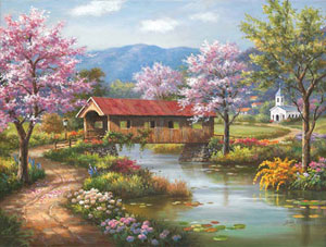 Covered Bridge in Spring Lakes & Rivers By SunsOut