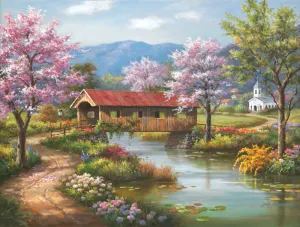Covered Bridge in Spring Lakes & Rivers By SunsOut