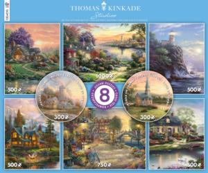8 in 1, Multipack Thomas Kinkade Cabin & Cottage Jigsaw Puzzle By Ceaco