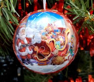 Santa's Sleigh Christmas Ornament - 3D Puzzle Ball