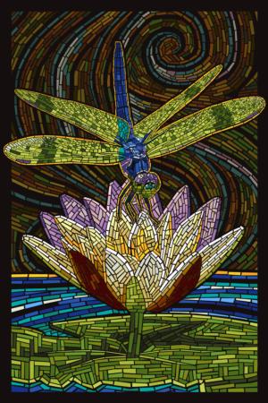 Dragonfly, Paper Mosaic Butterflies and Insects Jigsaw Puzzle By Lantern Press