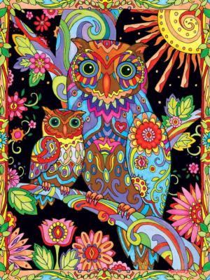 Colorful Expression - Owl And Baby By Night Mother's Day Large Piece By RoseArt