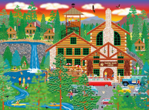 Dozing Bear Lodge Forest By RoseArt