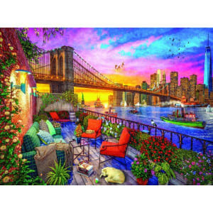 Manhattan Balcony Sunset Skyline By RoseArt