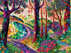 Roseart Stained Glass - The Long And Winding Road Forest By RoseArt