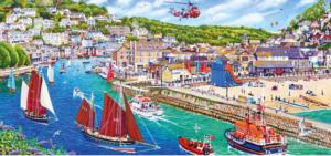 Looe Harbour Lakes & Rivers Panoramic Puzzle By Gibsons