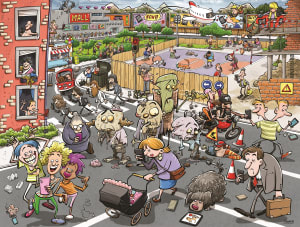Chaos at Zombieland Humor By All Jigsaw Puzzles