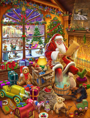Santa's Christmas List Cabin & Cottage By All Jigsaw Puzzles