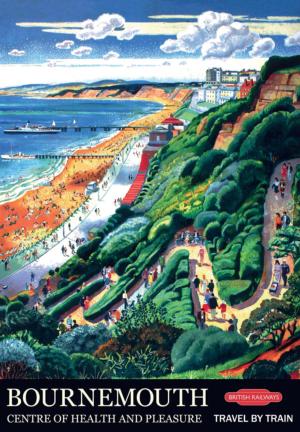 Vintage Poster Bournemouth Train Wooden Jigsaw Puzzle By Victory Wooden Puzzles, LTD