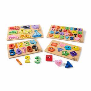 4 Pack Wood Tray Puzzles Alphabet & Numbers Multi-Pack By Buffalo Games