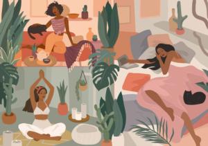 Yoga, Cats & Coffee: Hello Morning People Of Color Jigsaw Puzzle By Trefl