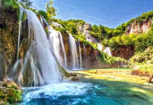 Land of the Falling Lakes Waterfall Jigsaw Puzzle By Castorland