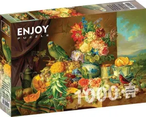 Schuster: Still Life with Fruit Flowers and Parrot Food and Drink By Enjoy