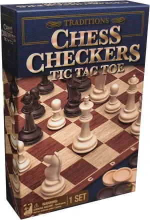 Chess - Checkers - Tic-Tac-Toe All In One By Gift Solutions