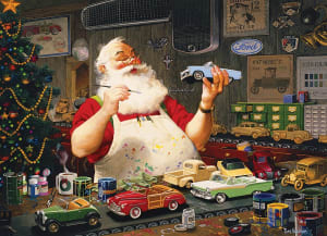 Santa Painting Cars Christmas By Cobble Hill