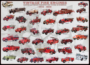 Vintage Fire Engines Pattern & Geometric By Eurographics