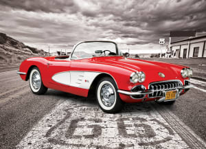 1959 Corvette - Driving Down Route 66 Photography By Eurographics