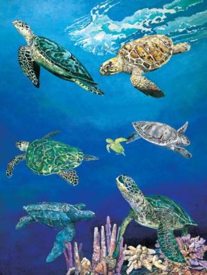 Majestic Sea Turtles - Scratch and Dent Beach & Ocean Jigsaw Puzzle By Heritage Puzzles