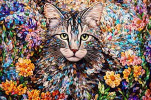 Tinker in the Flower Garden Cats By GoodWay Puzzles