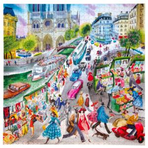Paris Bookseller People Square Puzzle By eeBoo