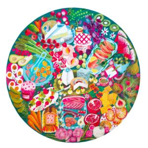 Charcuterie  Collage Round Jigsaw Puzzle By eeBoo