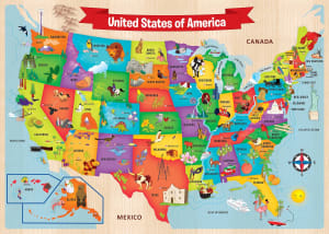 USA Wood Map United States By MasterPieces