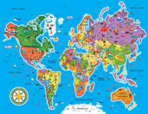 Hello, World! - World Map - 60 Piece Jigsaw Puzzle by